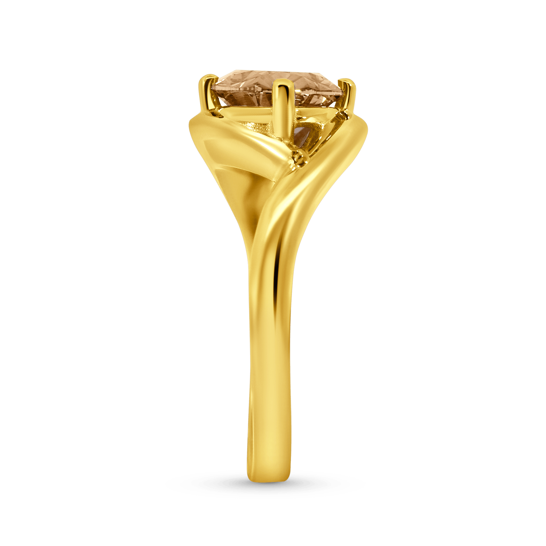 Engagement Ring 2.01 Carat TW Lab-grown Oval Champagne Diamond | 14kt Yellow Gold