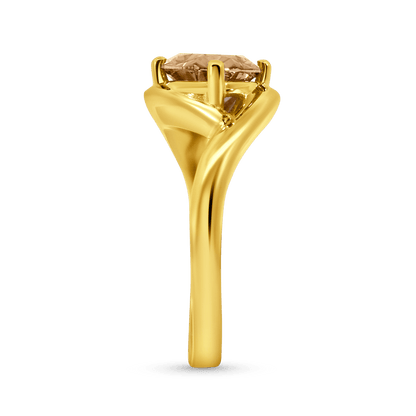 Engagement Ring 2.01 Carat TW Lab-grown Oval Champagne Diamond | 14kt Yellow Gold