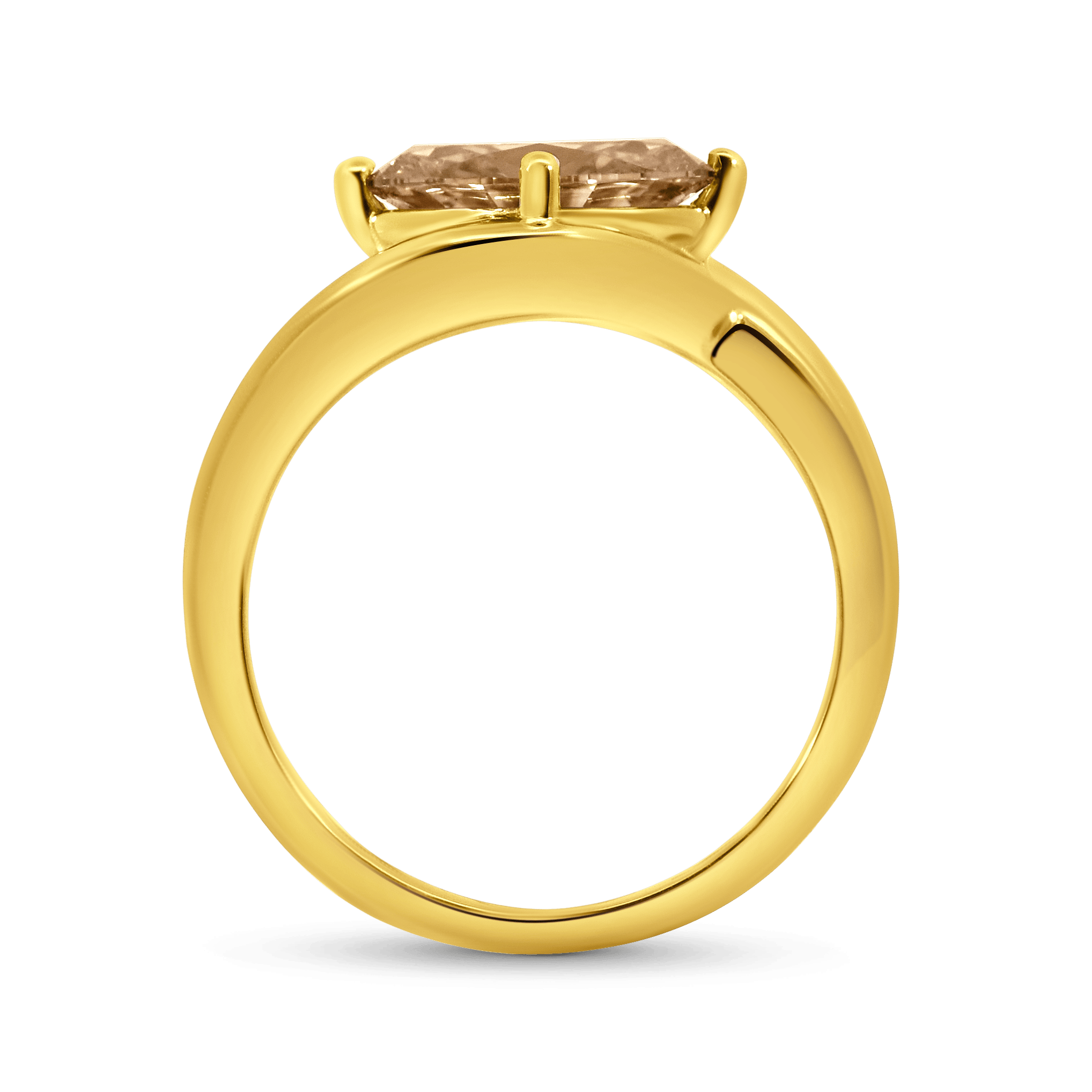 Engagement Ring 2.01 Carat TW Lab-grown Oval Champagne Diamond | 14kt Yellow Gold