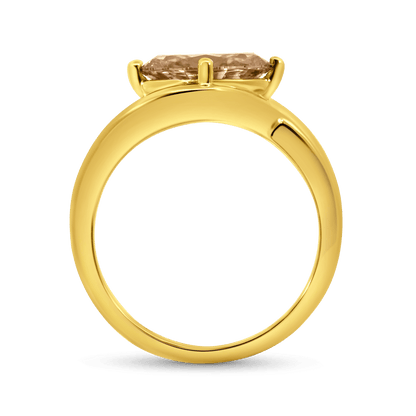 Engagement Ring 2.01 Carat TW Lab-grown Oval Champagne Diamond | 14kt Yellow Gold