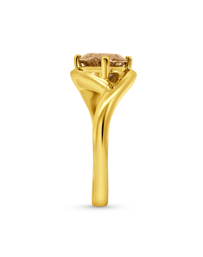 Engagement Ring 2.01 Carat TW Lab-grown Oval Champagne Diamond | 14kt Yellow Gold