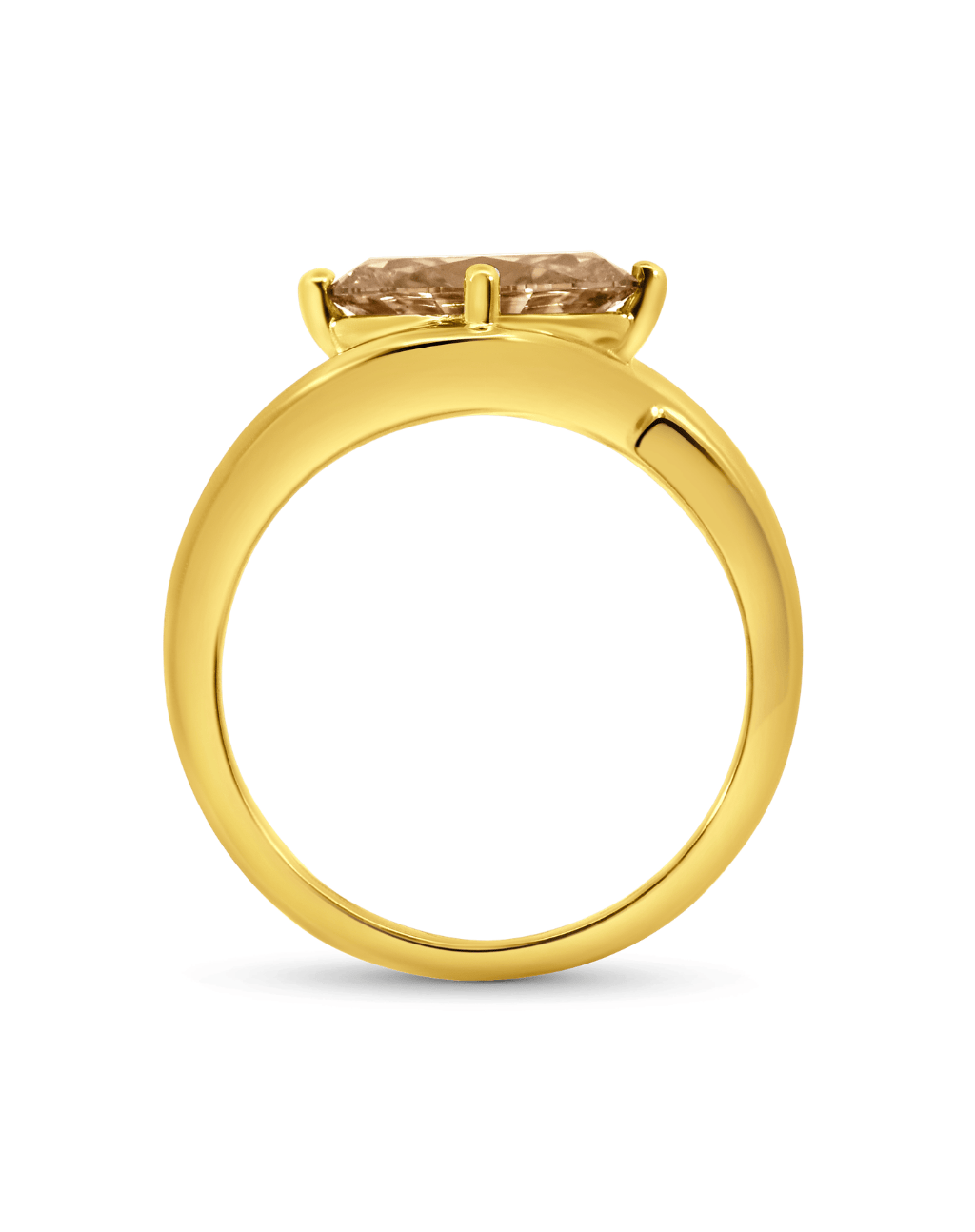 Engagement Ring 2.01 Carat TW Lab-grown Oval Champagne Diamond | 14kt Yellow Gold