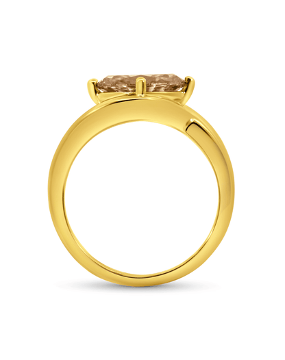 Engagement Ring 2.01 Carat TW Lab-grown Oval Champagne Diamond | 14kt Yellow Gold