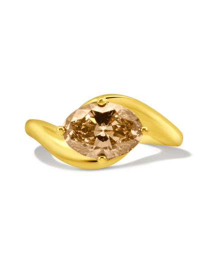 Engagement Ring 2.01 Carat TW Lab-grown Oval Champagne Diamond | 14kt Yellow Gold