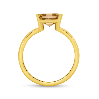 Engagement Ring 2.12 Carat TW Lab-grown Asscher Cut Champagne Diamond | 14kt Yellow Gold