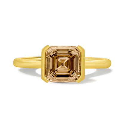 Engagement Ring 2.12 Carat TW Lab-grown Asscher Cut Champagne Diamond | 14kt Yellow Gold