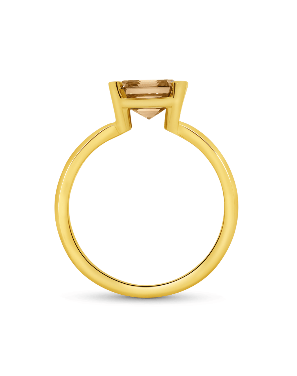 Engagement Ring 2.12 Carat TW Lab-grown Asscher Cut Champagne Diamond | 14kt Yellow Gold