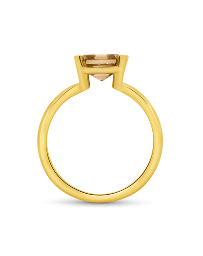 Engagement Ring 2.12 Carat TW Lab-grown Asscher Cut Champagne Diamond | 14kt Yellow Gold
