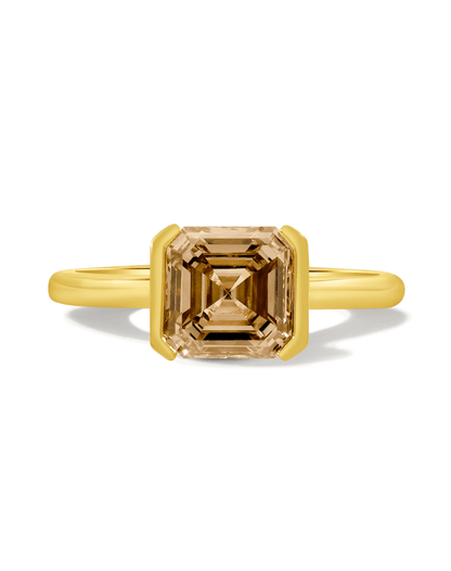 Engagement Ring 2.12 Carat TW Lab-grown Asscher Cut Champagne Diamond | 14kt Yellow Gold