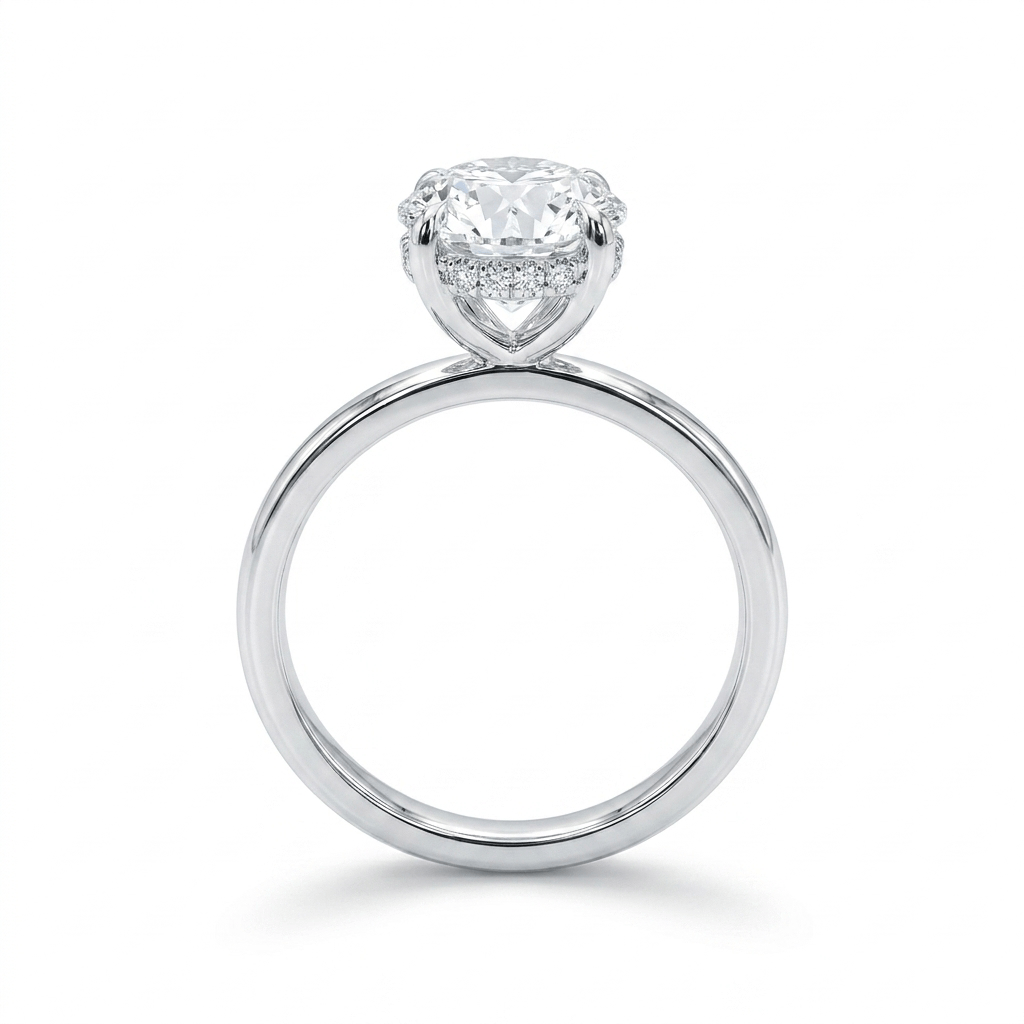 Engagement Ring 2.17 Carat TW Round Brilliant Hidden Halo Lab-grown | 14kt White Gold