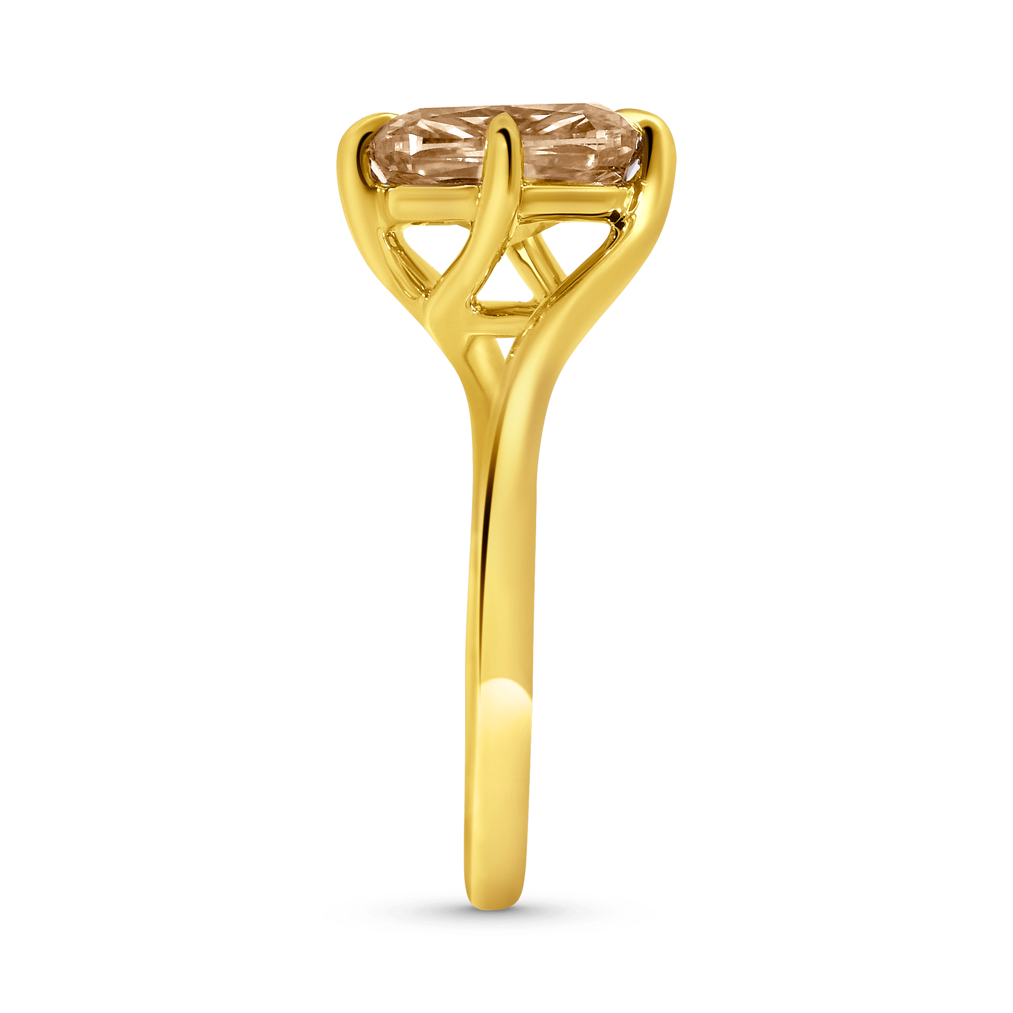 Engagement Ring 2.55 Carat TW Lab-grown Elongated Cushion Cut Champagne Diamond | 14kt Yellow Gold