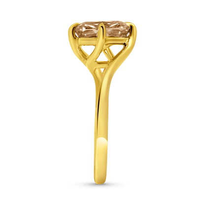Engagement Ring 2.55 Carat TW Lab-grown Elongated Cushion Cut Champagne Diamond | 14kt Yellow Gold