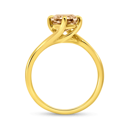 Engagement Ring 2.55 Carat TW Lab-grown Elongated Cushion Cut Champagne Diamond | 14kt Yellow Gold