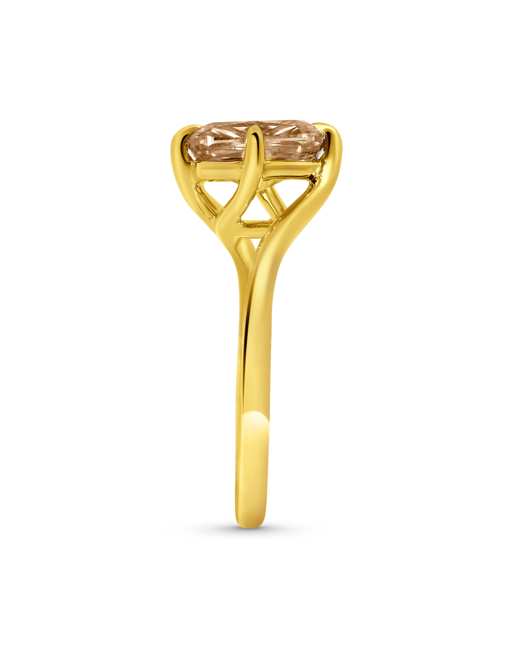 Engagement Ring 2.55 Carat TW Lab-grown Elongated Cushion Cut Champagne Diamond | 14kt Yellow Gold