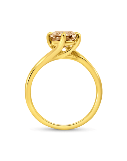 Engagement Ring 2.55 Carat TW Lab-grown Elongated Cushion Cut Champagne Diamond | 14kt Yellow Gold