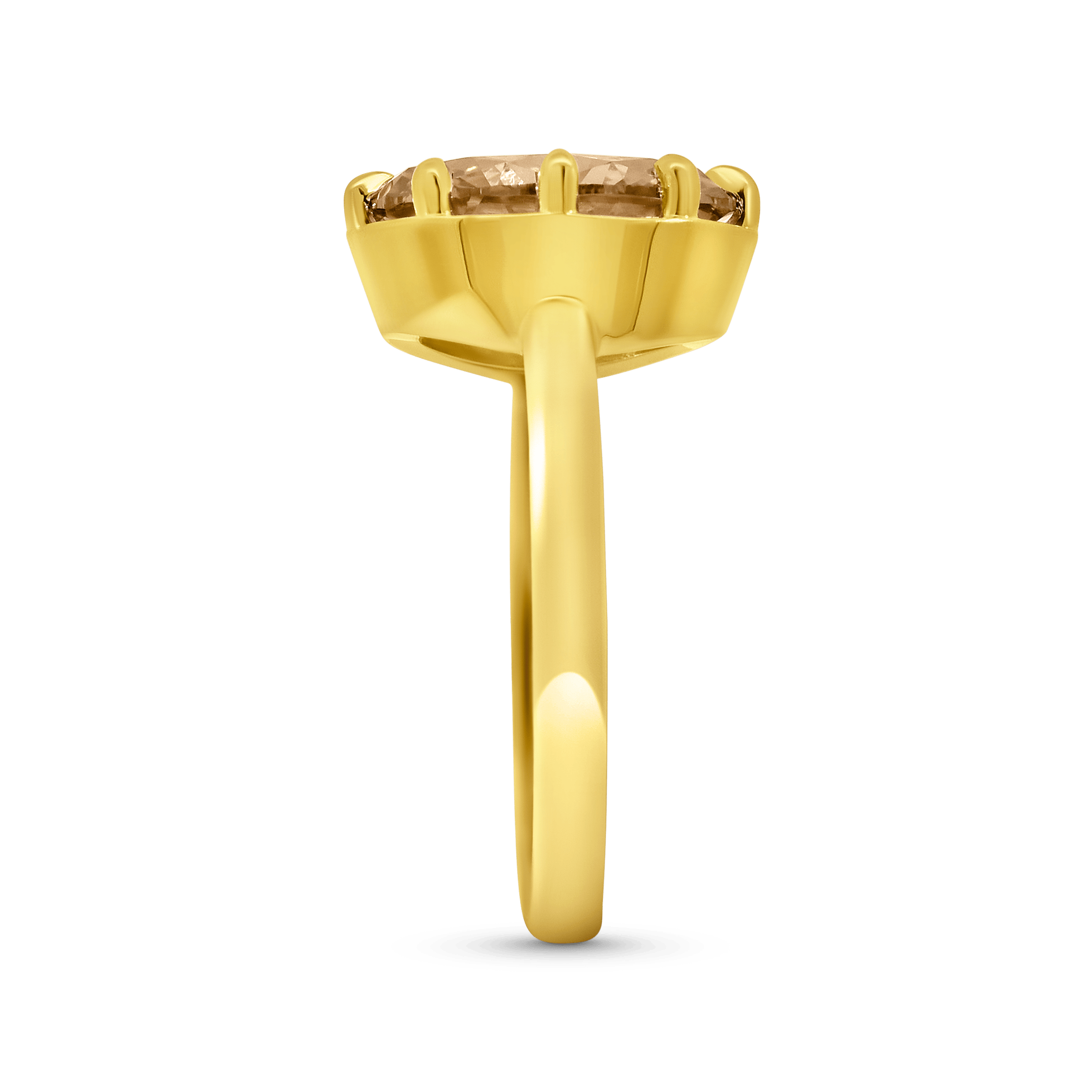 Engagement Ring 2.97 Carat TW Lab-grown Oval Champagne Diamond | 14kt Yellow Gold
