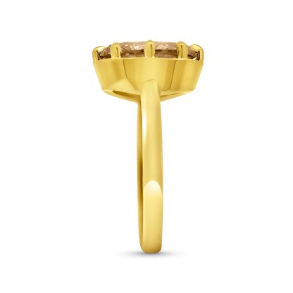 Engagement Ring 2.97 Carat TW Lab-grown Oval Champagne Diamond | 14kt Yellow Gold
