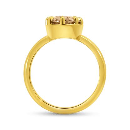 Engagement Ring 2.97 Carat TW Lab-grown Oval Champagne Diamond | 14kt Yellow Gold