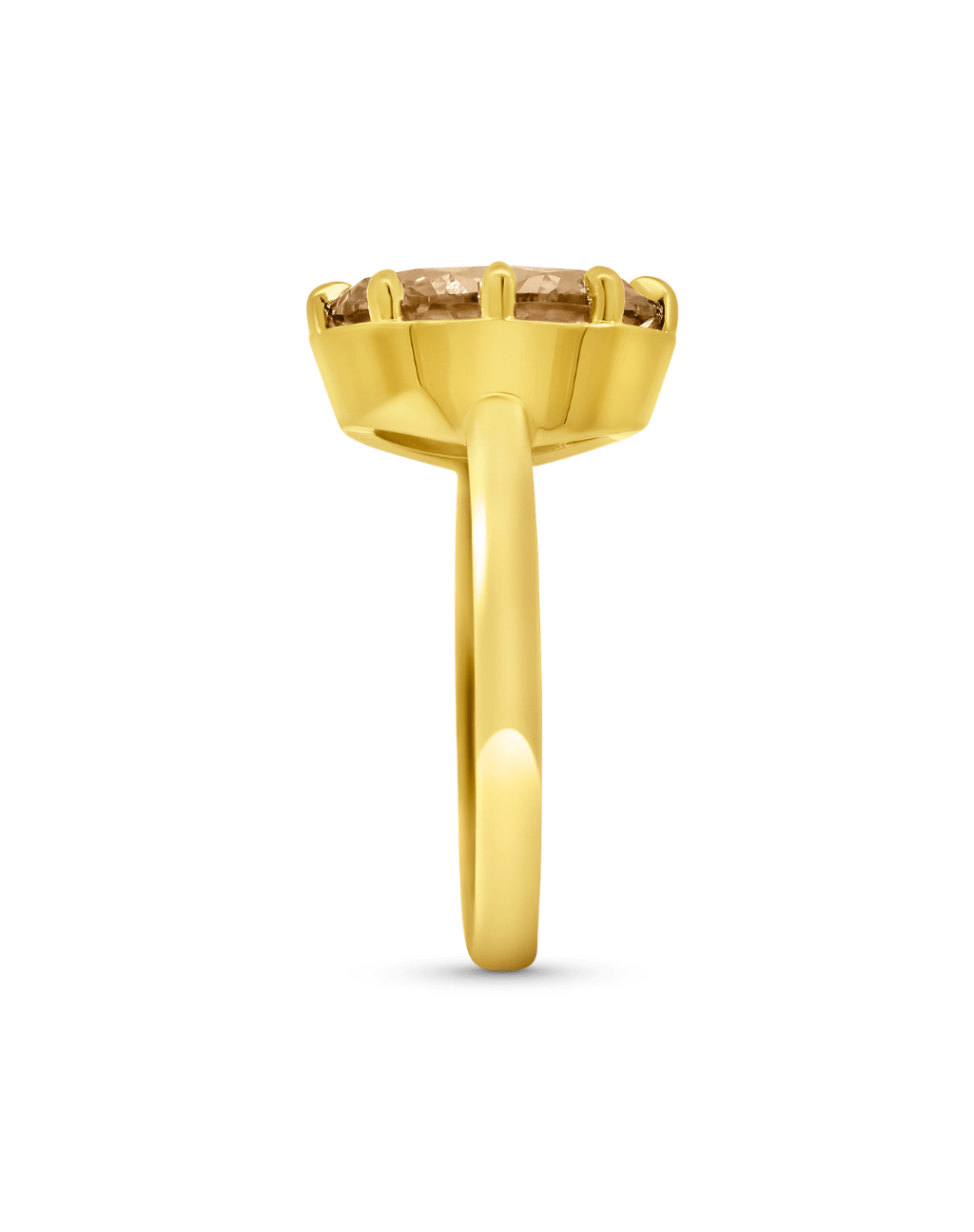 Engagement Ring 2.97 Carat TW Lab-grown Oval Champagne Diamond | 14kt Yellow Gold