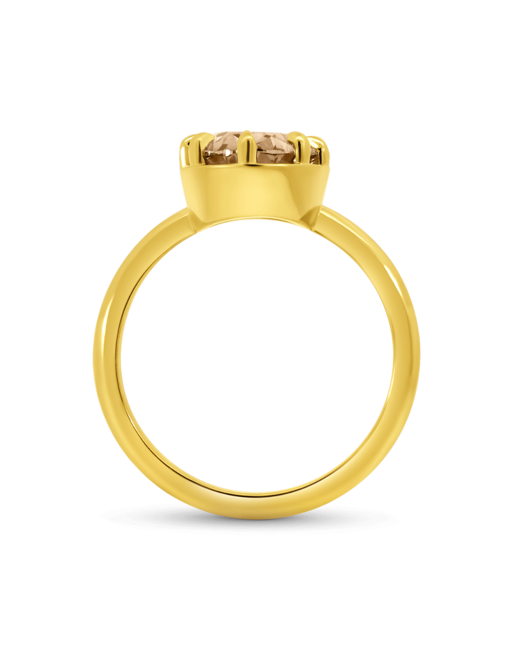 Engagement Ring 2.97 Carat TW Lab-grown Oval Champagne Diamond | 14kt Yellow Gold
