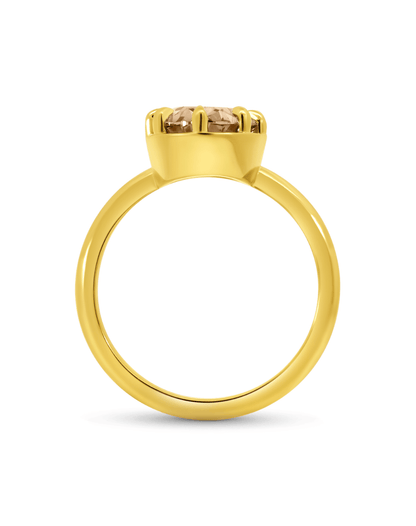 Engagement Ring 2.97 Carat TW Lab-grown Oval Champagne Diamond | 14kt Yellow Gold