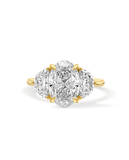 Engagement Ring 3.00 Carat Lab-grown Oval Excellent Diamond | 14kt Yellow gold