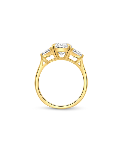 Engagement Ring 3.00 Carat Lab-grown Oval Excellent Diamond | 14kt Yellow gold