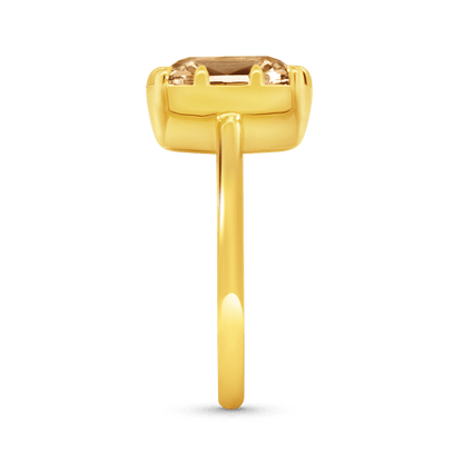 Engagement Ring 3.02 Carat TW Lab-grown Elongated Cushion Old Mine Cut Champagne Diamond |14kt Yellow Gold
