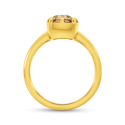 Engagement Ring 3.02 Carat TW Lab-grown Elongated Cushion Old Mine Cut Champagne Diamond |14kt Yellow Gold