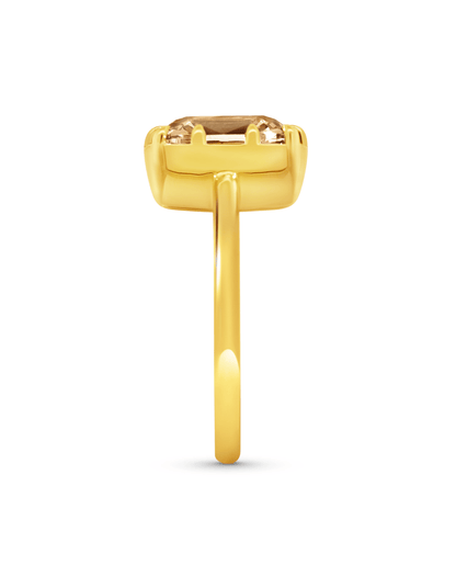 Engagement Ring 3.02 Carat TW Lab-grown Elongated Cushion Old Mine Cut Champagne Diamond |14kt Yellow Gold
