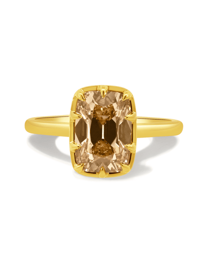 Engagement Ring 3.02 Carat TW Lab-grown Elongated Cushion Old Mine Cut Champagne Diamond |14kt Yellow Gold