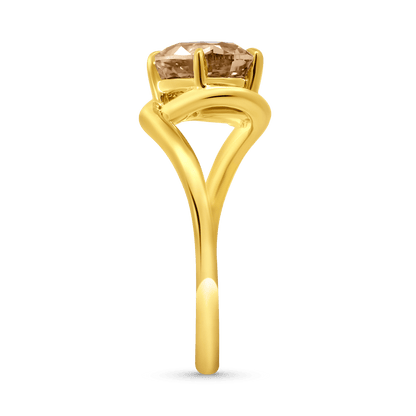 Engagement Ring 3.02 Carat TW Lab-grown Oval Champagne Diamond | 14kt Yellow Gold
