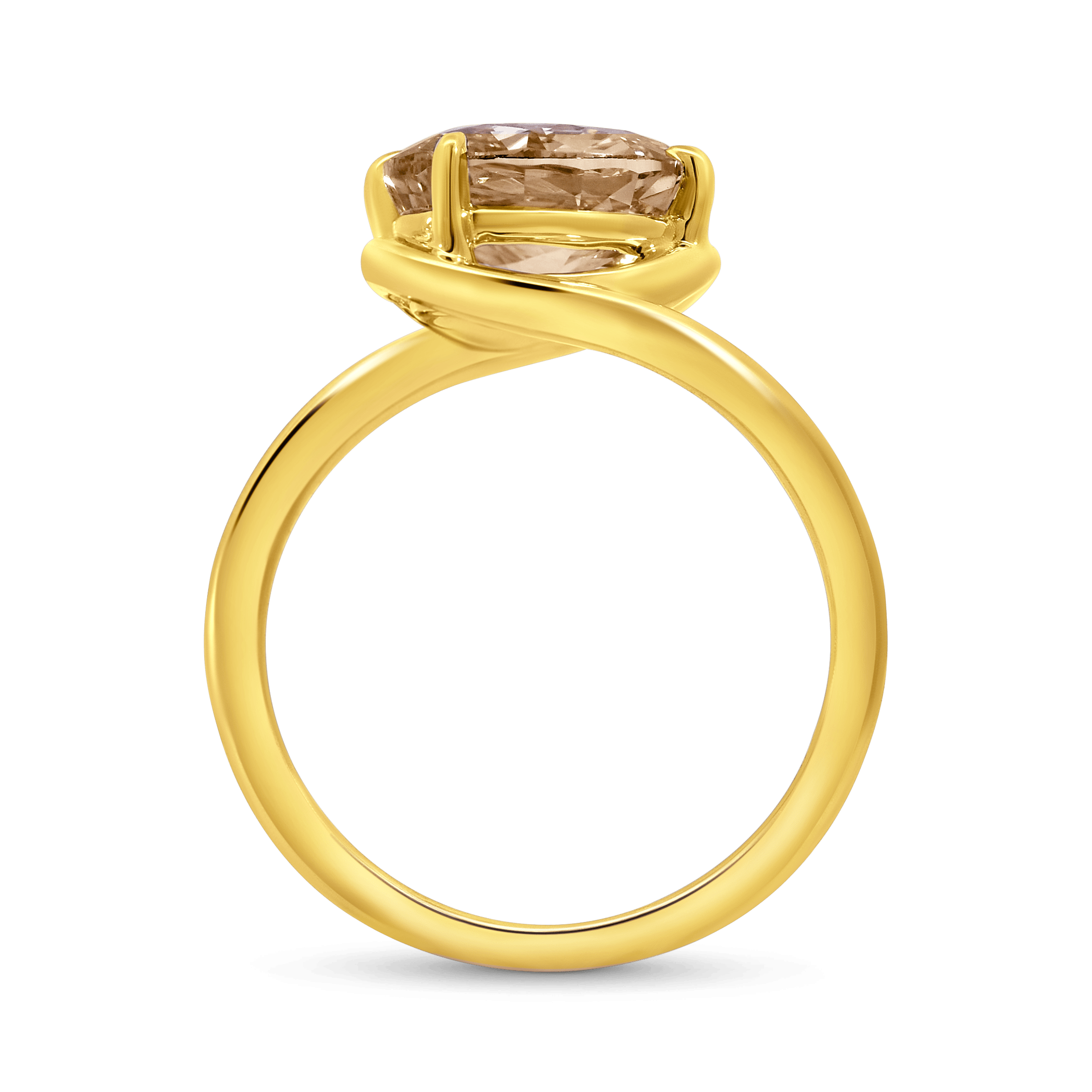 Engagement Ring 3.02 Carat TW Lab-grown Oval Champagne Diamond | 14kt Yellow Gold