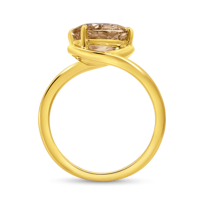 Engagement Ring 3.02 Carat TW Lab-grown Oval Champagne Diamond | 14kt Yellow Gold