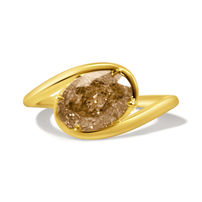 Engagement Ring 3.02 Carat TW Lab-grown Oval Champagne Diamond | 14kt Yellow Gold