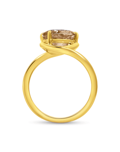Engagement Ring 3.02 Carat TW Lab-grown Oval Champagne Diamond | 14kt Yellow Gold