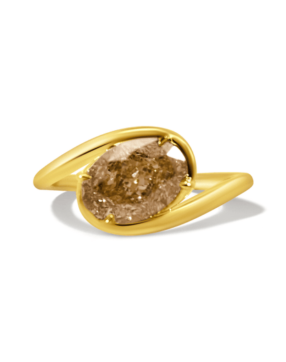 Engagement Ring 3.02 Carat TW Lab-grown Oval Champagne Diamond | 14kt Yellow Gold