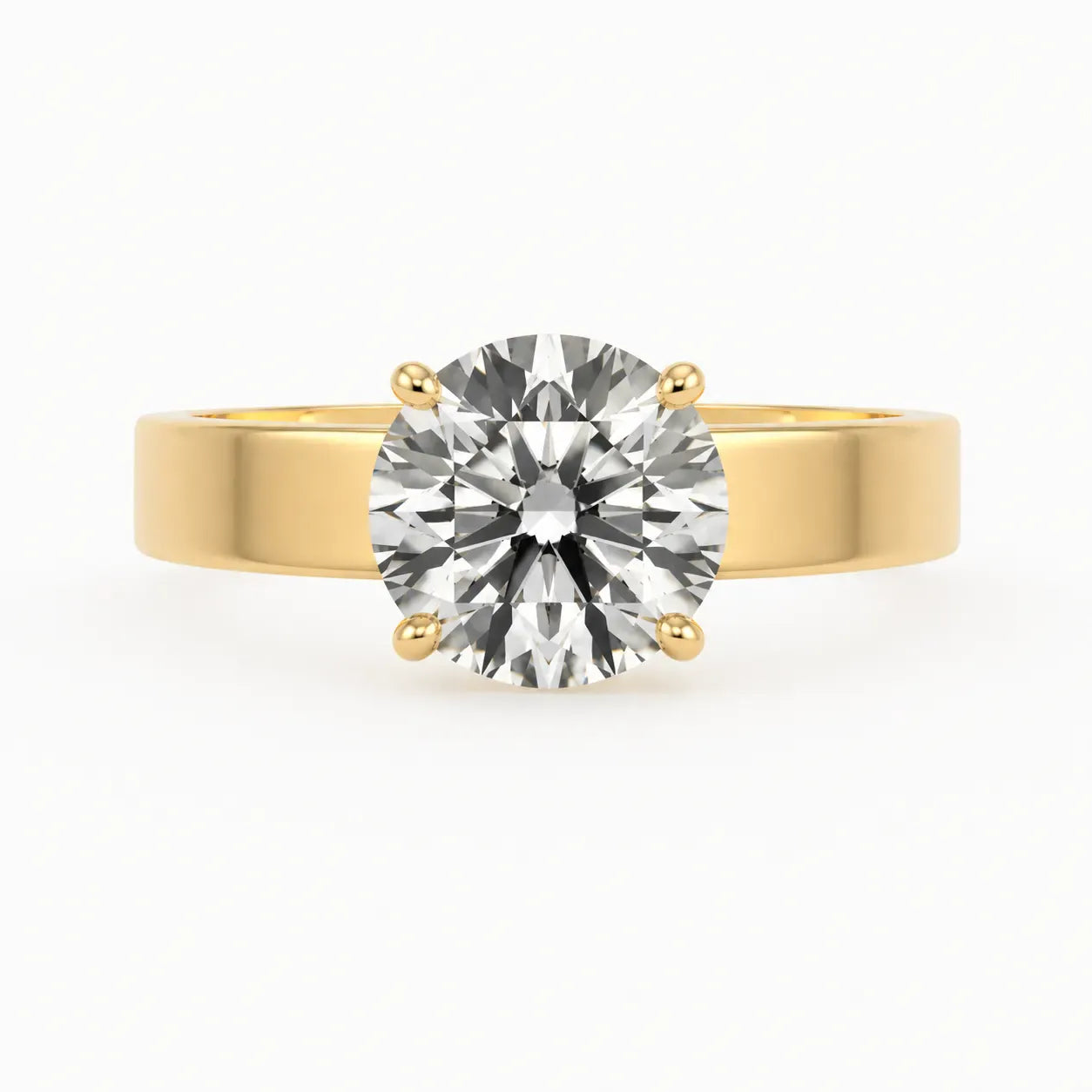 Engagement Ring 3.02 Carat TW Lab-grown Round Diamond | 14kt Yellow Gold