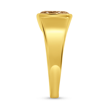 Engagement Ring 3.05 Carat TW Lab-grown Elongated Cushion Cut Champagne Diamond | 14kt Yellow Gold