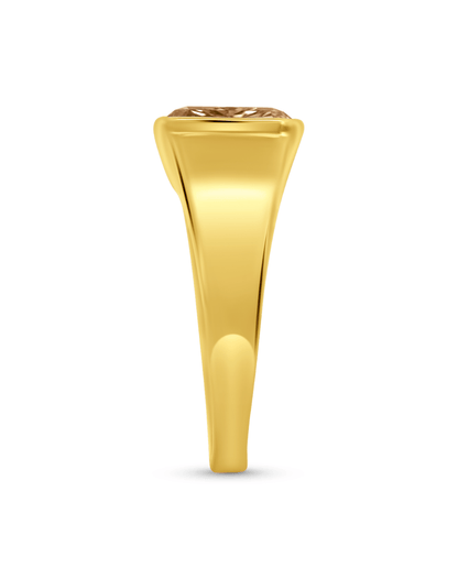 Engagement Ring 3.05 Carat TW Lab-grown Elongated Cushion Cut Champagne Diamond | 14kt Yellow Gold
