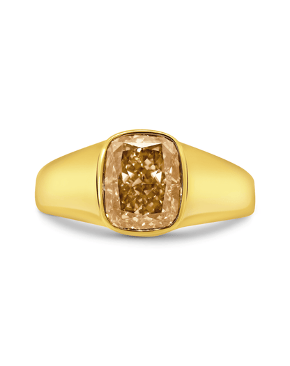 Engagement Ring 3.05 Carat TW Lab-grown Elongated Cushion Cut Champagne Diamond | 14kt Yellow Gold