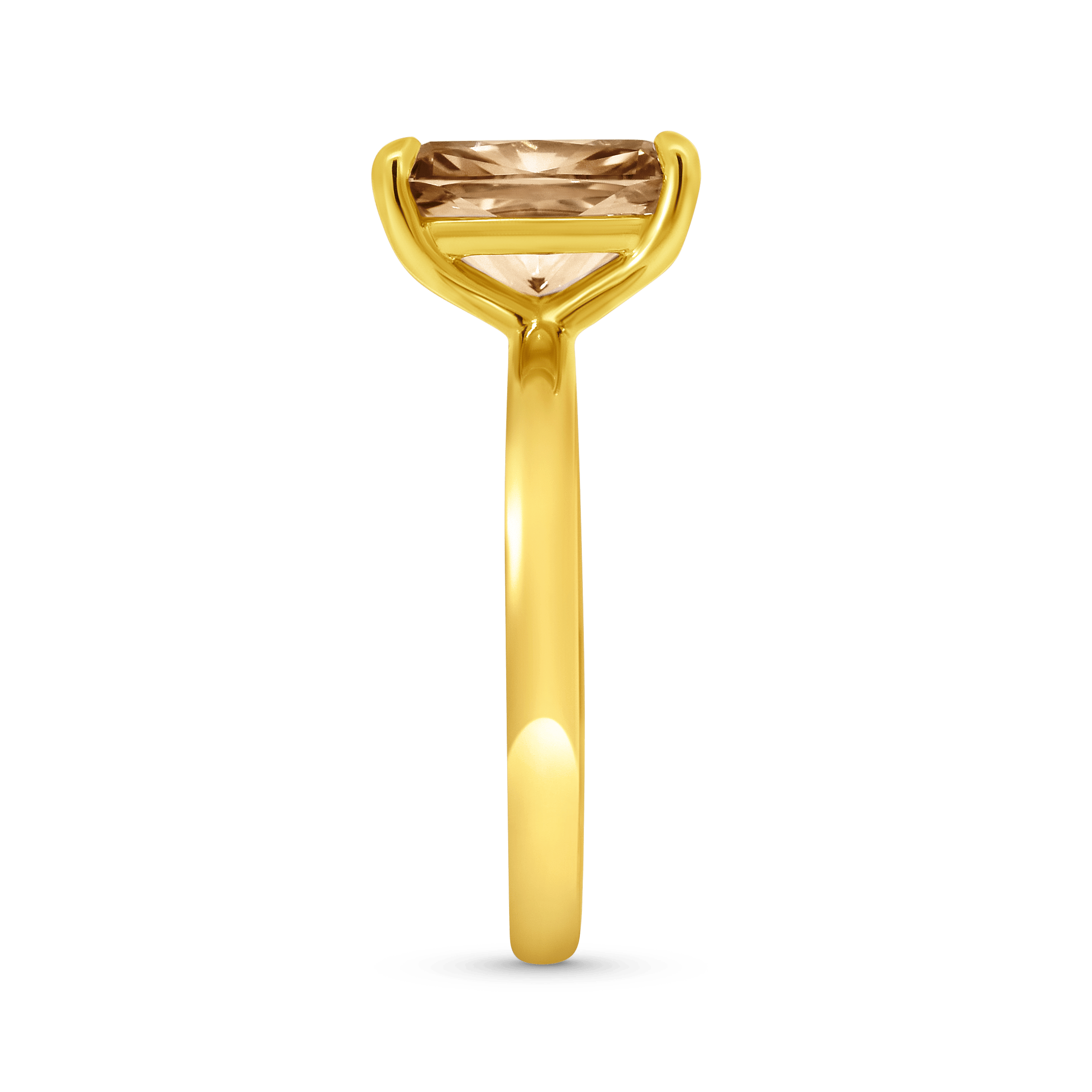 Engagement Ring 3.09 Carat TW Lab-grown Cushion Cut Champagne Diamond | 14kt Yellow Gold