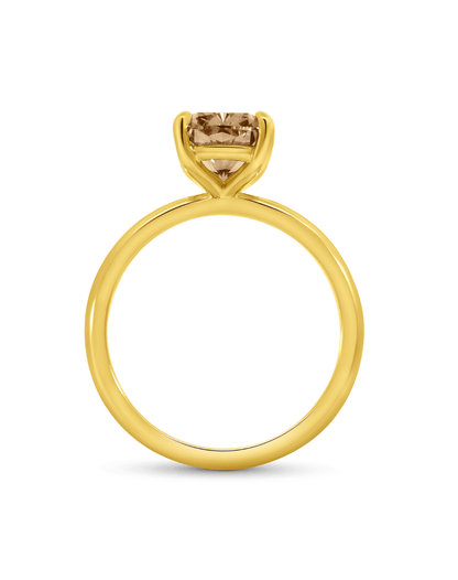 Engagement Ring 3.09 Carat TW Lab-grown Cushion Cut Champagne Diamond | 14kt Yellow Gold