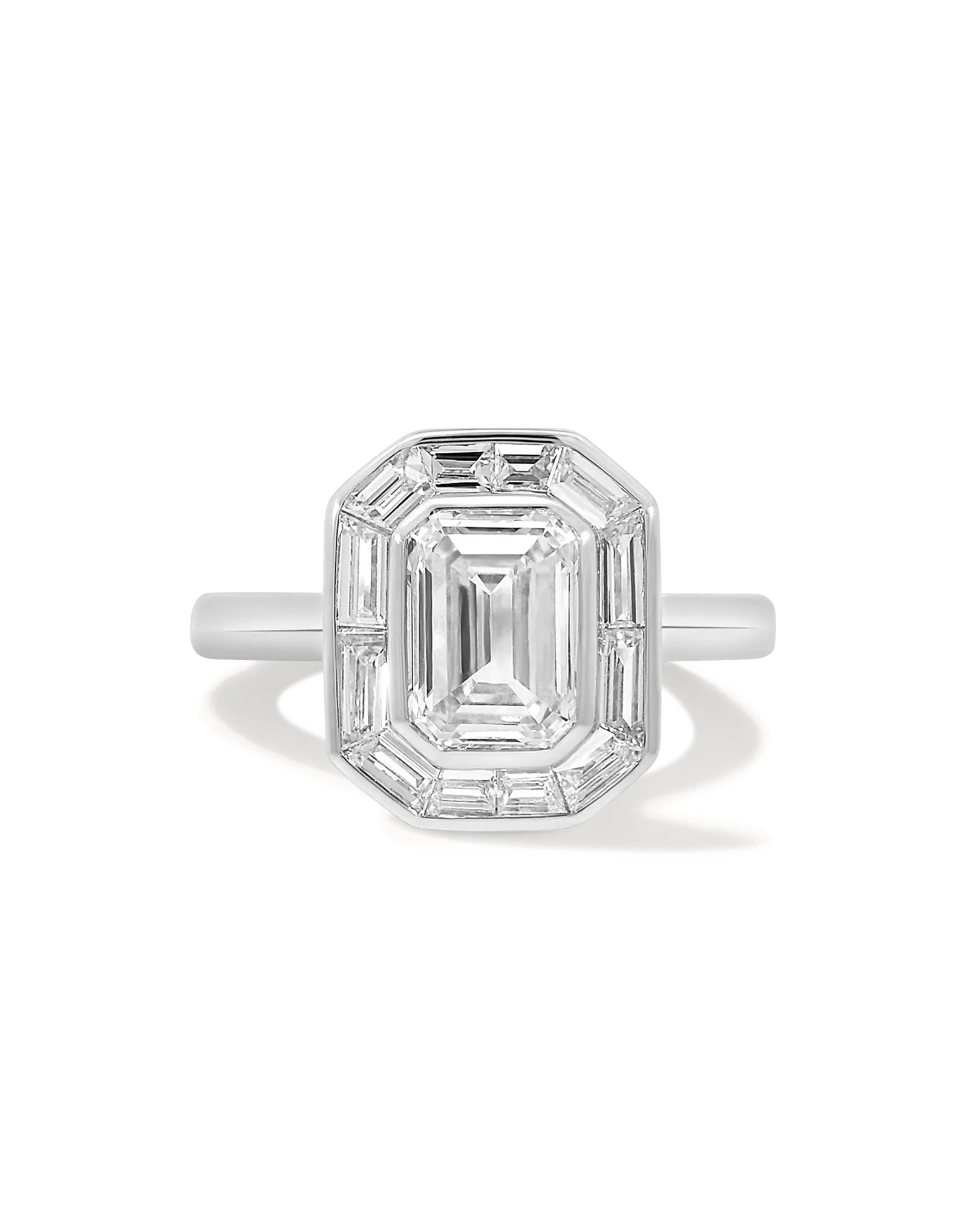 Engagement Ring 3.20 Carat TW Lab-grown Emerald Cut Diamond | 14kt White Gold