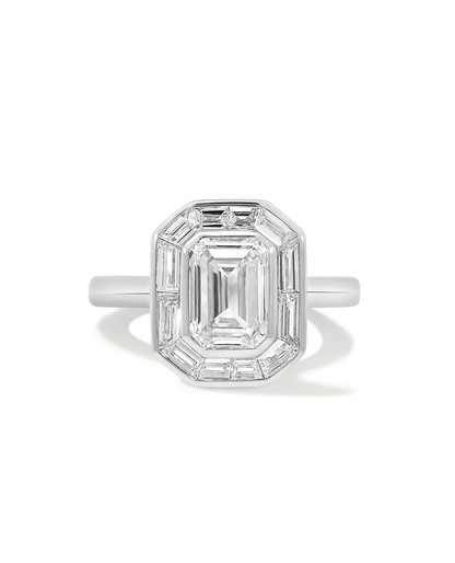 Engagement Ring 3.20 Carat TW Lab-grown Emerald Cut Diamond | 14kt White Gold