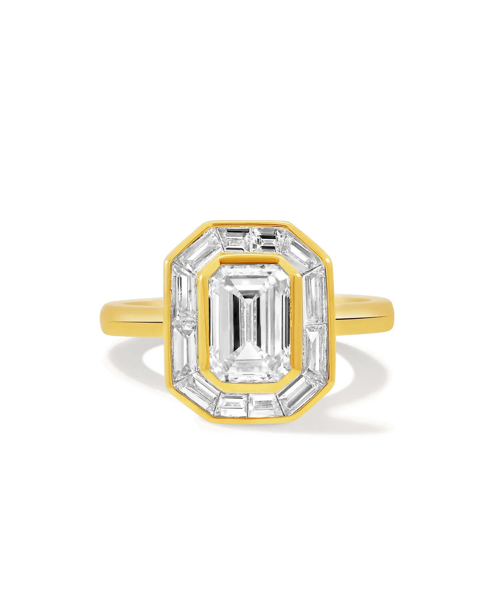 Engagement Ring 3.20 Carat TW Lab-grown Emerald Cut Diamond | 14kt Yellow Gold