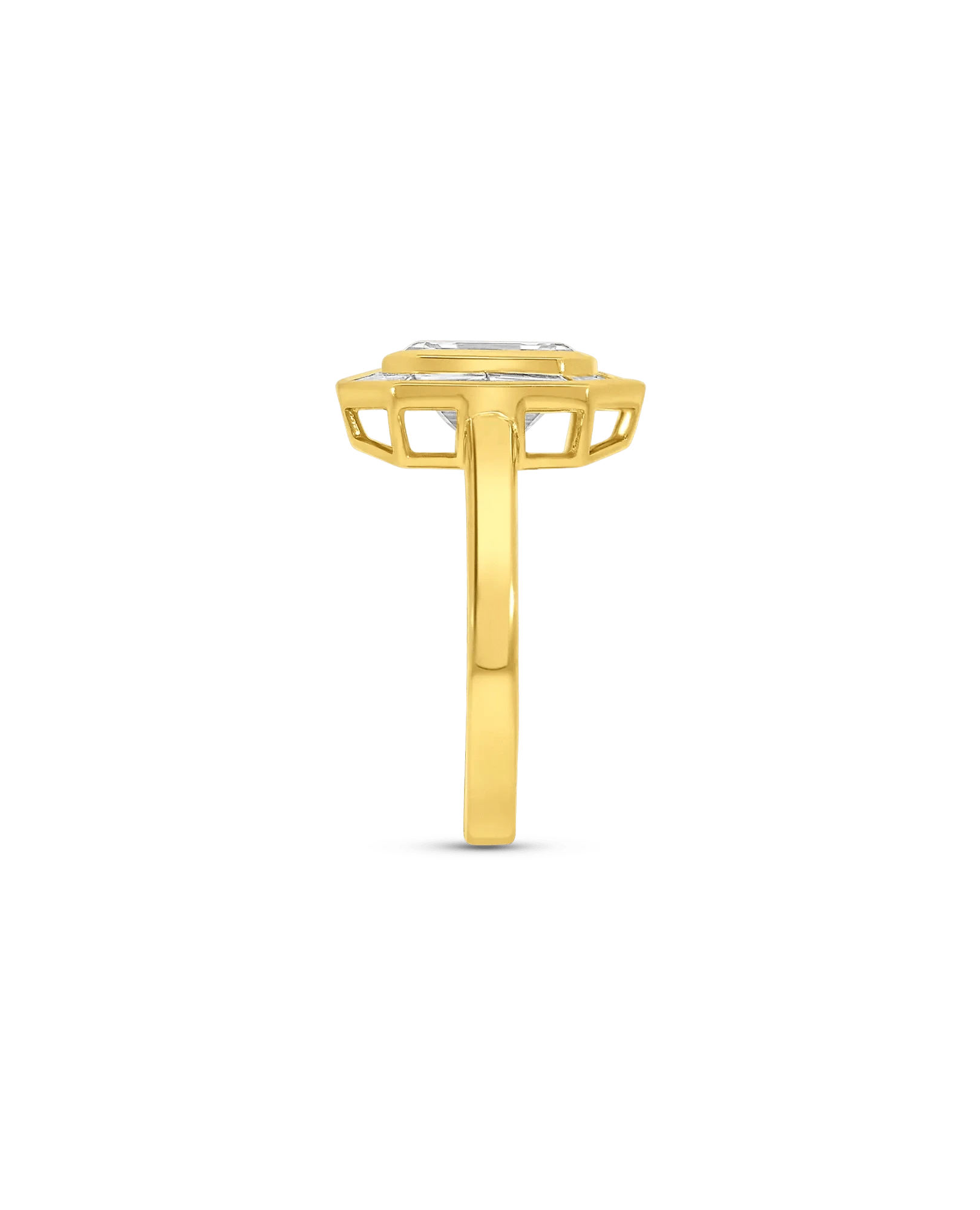 Engagement Ring 3.20 Carat TW Lab-grown Emerald Cut Diamond | 14kt Yellow Gold