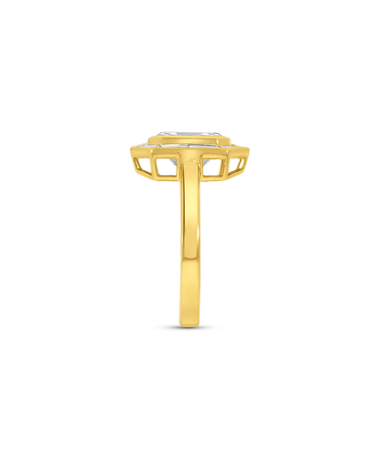 Engagement Ring 3.20 Carat TW Lab-grown Emerald Cut Diamond | 14kt Yellow Gold