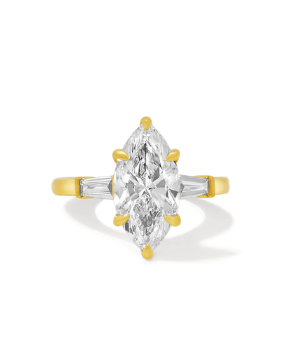 Engagement Ring 3.20 Carat TW Lab-grown Marquise Brilliant Diamond | 14kt Yellow Gold
