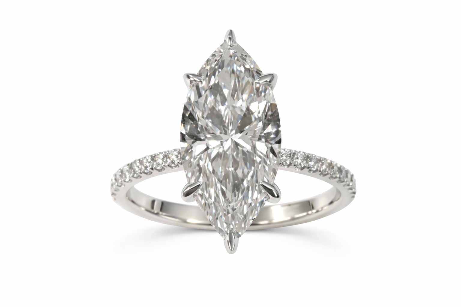 Engagement Ring 3.40 Carat TW Lab-grown Marquise Cut Diamond | 14kt Yellow Gold